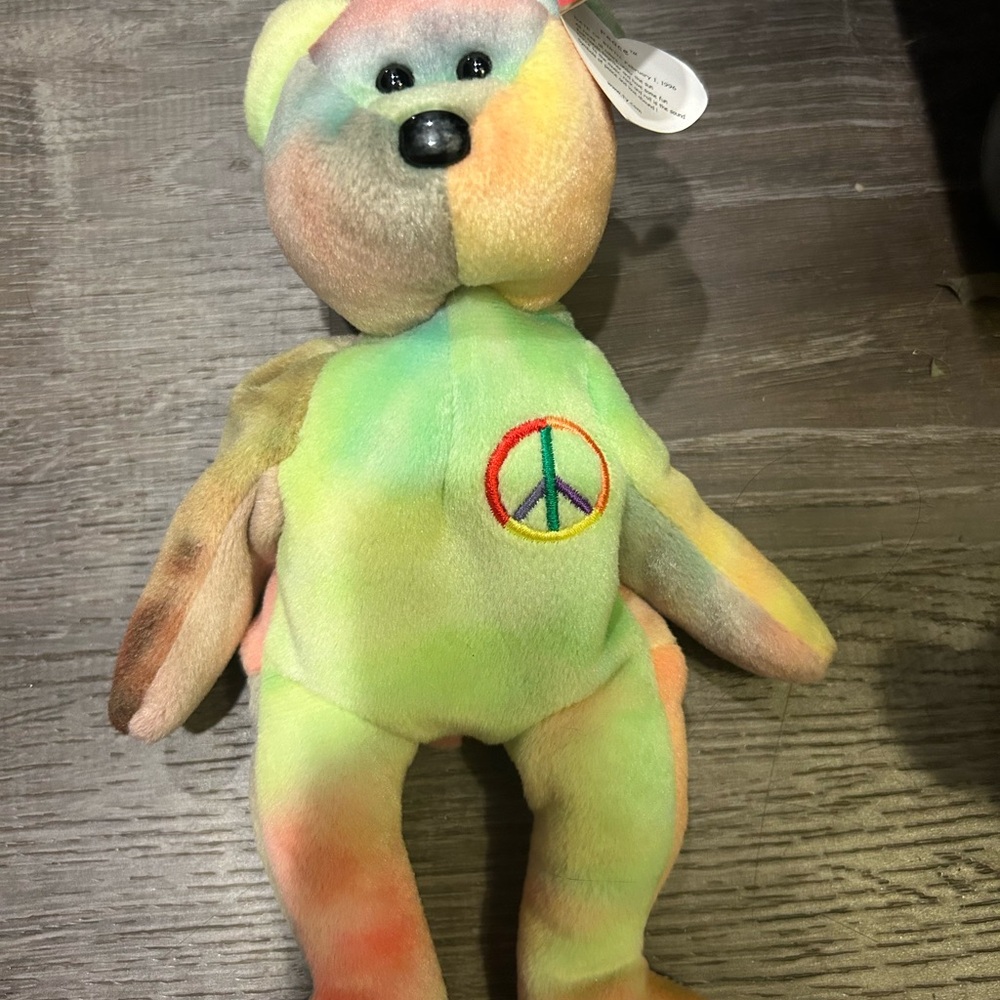 Ty Multicolor Peace Bear Plush